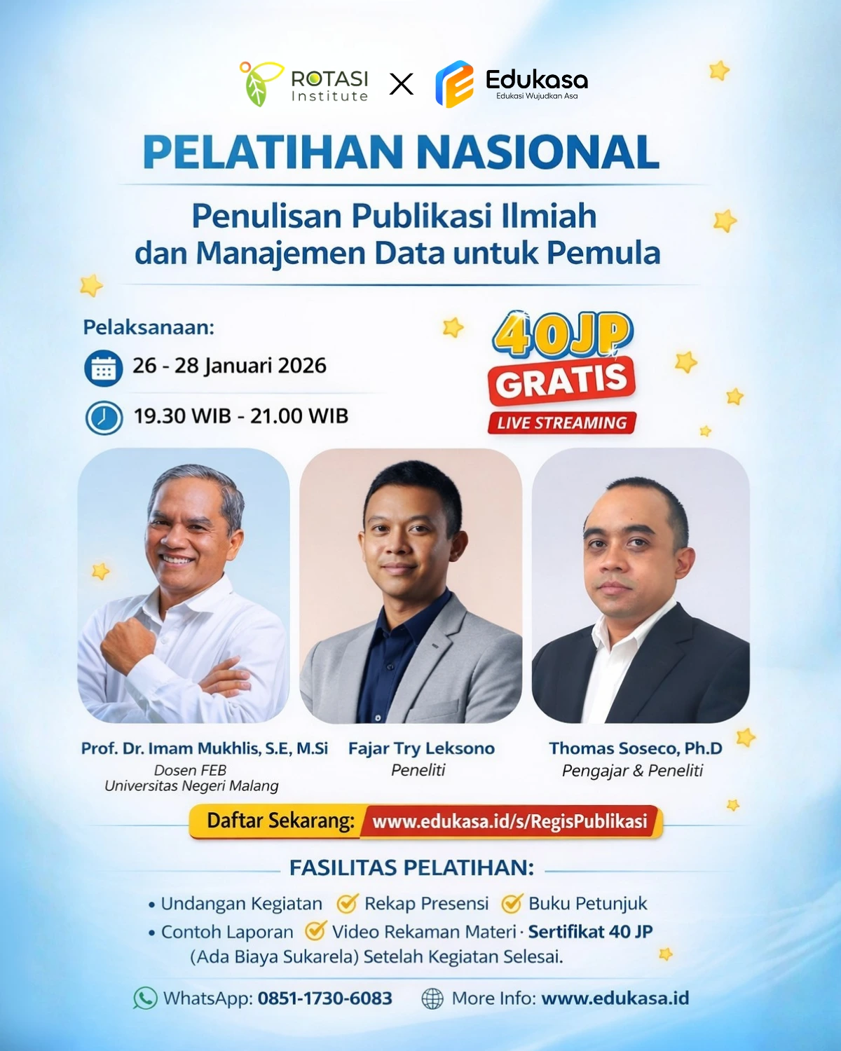 Pelatihan Nasional Penulisan Publikasi Ilmiah dan Manajemen Data untuk Pemula