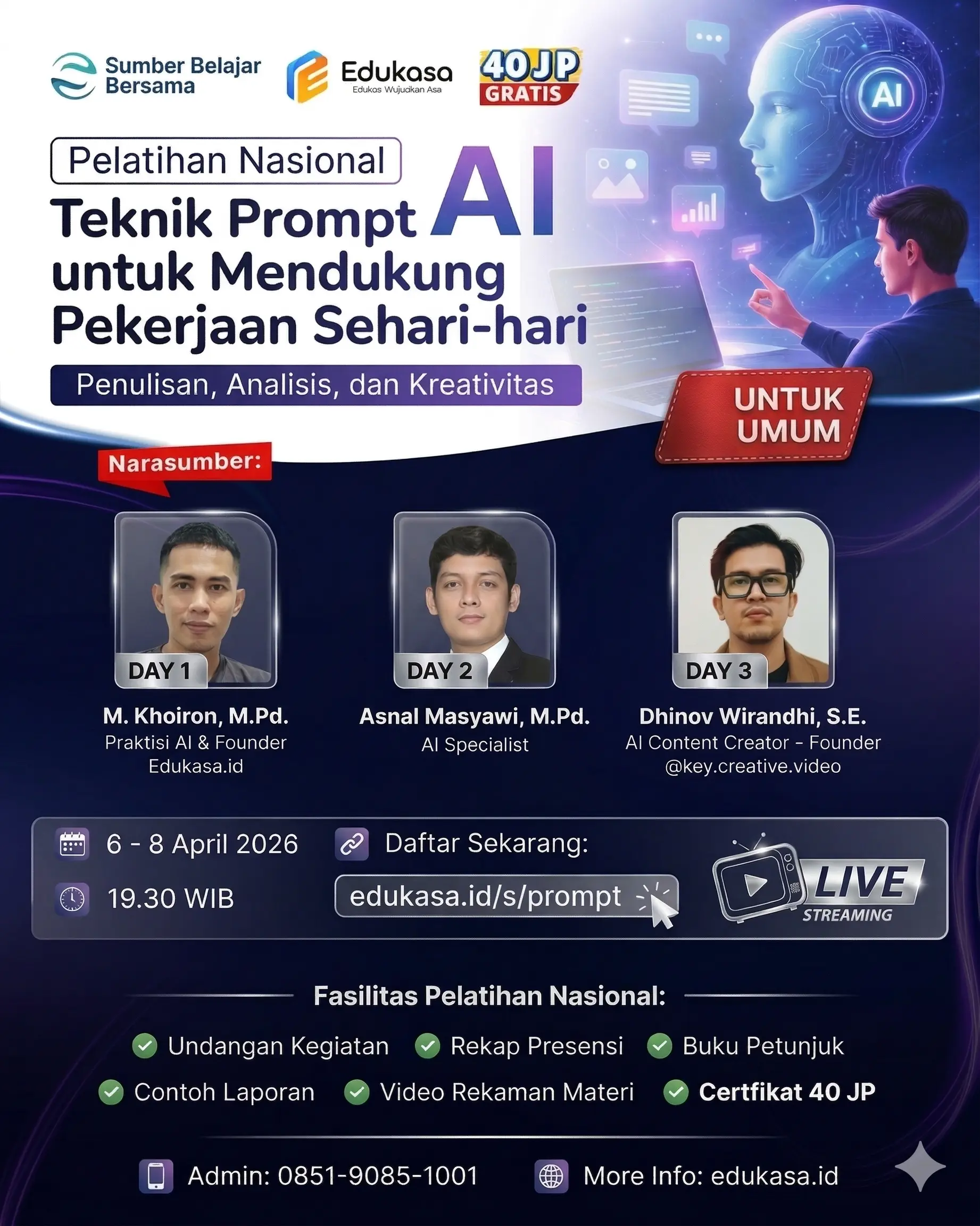 Pelatihan Nasional Teknik Prompt AI untuk Mendukung Pekerjaan Harian: Penulisan, Analisis dan Kreativitas