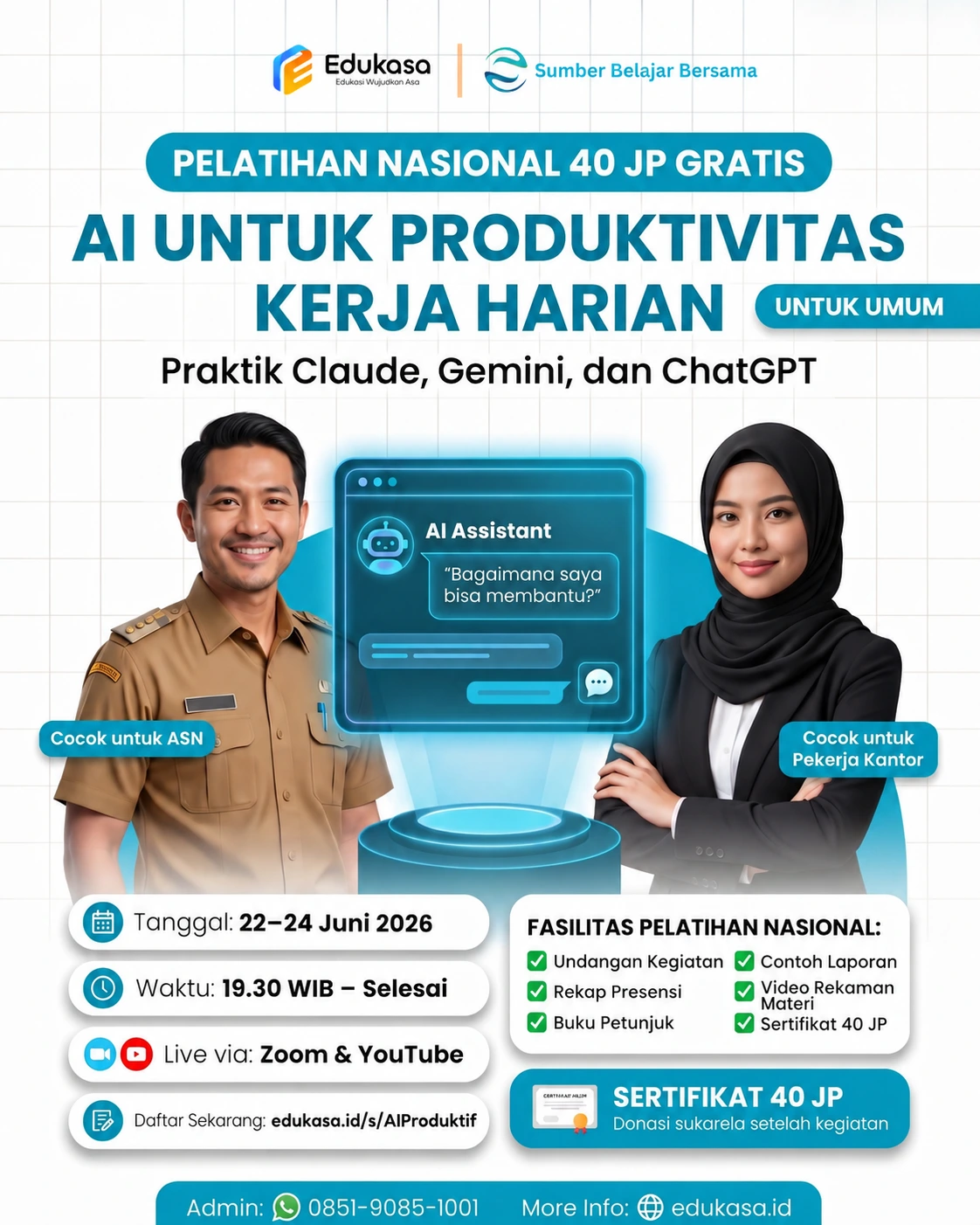 Pelatihan Nasional AI untuk Produktivitas Kerja Harian: Praktik Claude, Gemini, dan ChatGPT