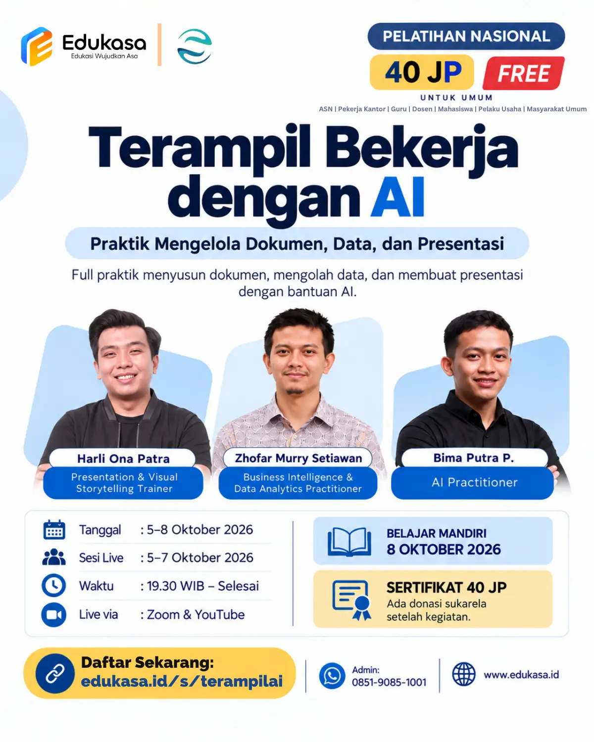 Pelatihan Nasional Terampil Bekerja dengan AI: Praktik Mengelola Dokumen, Data, dan Presentasi